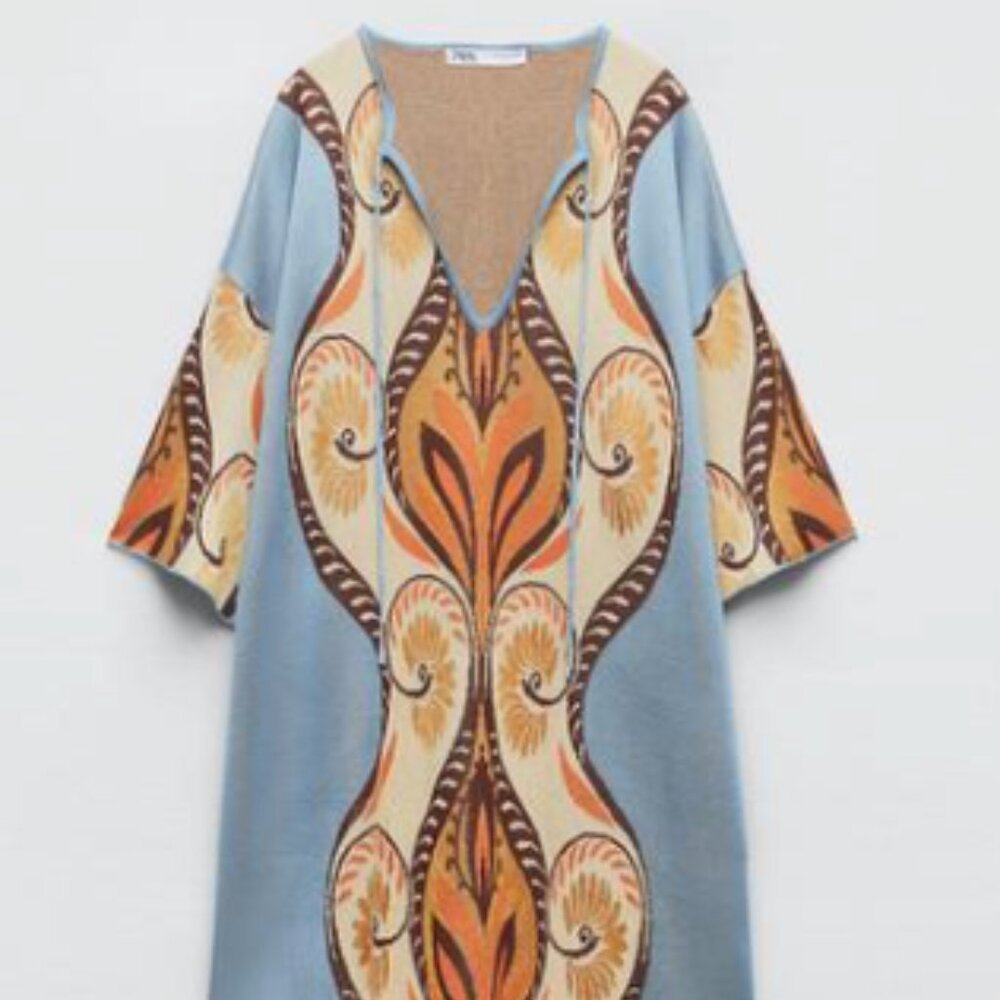 ZARA Jacquard Knit Mini Tunic Dress size L